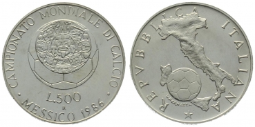Italien 500 Lire 1986 - Fussball Weltmeisterschaft